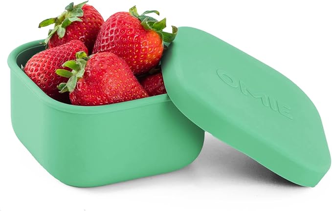 OmieBox Silicone Leakproof Snack Containers To Go, Food Storage Containers with Lid, School Lunch Bento Container - BPA Free, Airtight, Dishwasher and Freezer Safe, Oven Safe - 9.4 ounces (Green)