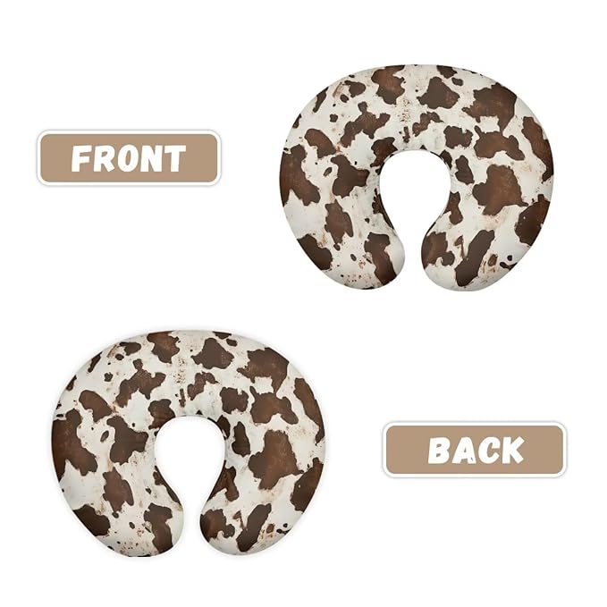 Brown Cowhide Nursing Pillow Cover for Baby Boy Soft Breastfeeding Pillow Slipcover Cow Baby Girl Newborn U-Shaped Breastfeeding Pillow Covers Fits for Infant Support
