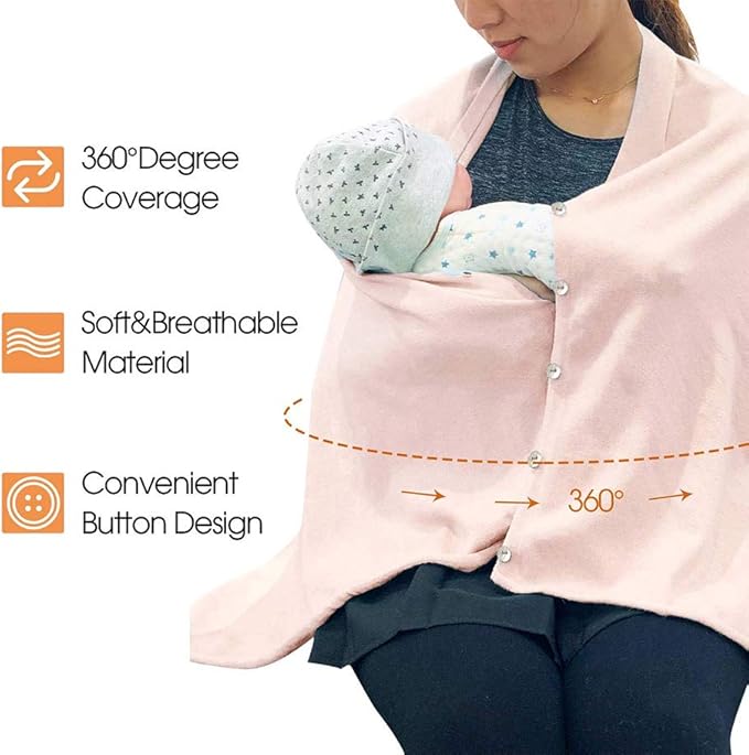 stylesilove Multi-Use Knit Nursing Shawl Poncho Adjustable Buttons for Breastfeeding Protection Nursing Cover Infinity Scarf