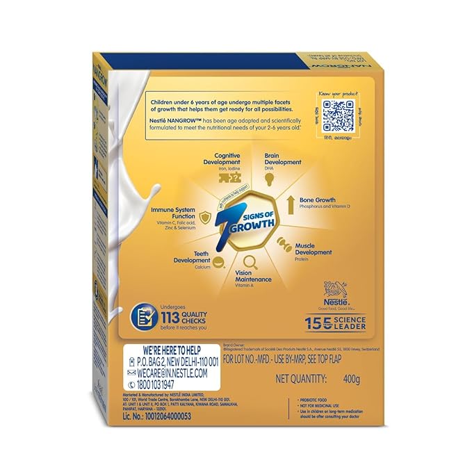 Metrey Nan-Grow Nutritious Milk Drink Powder, Growing Children 2-6 Years, DHA Protein, Vanilla Flavor, 14.1 oz