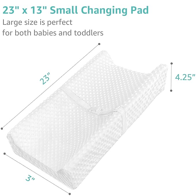YENING Small Changing Pad Mini 23 x 13 with Washable Cover Waterproof Baby Diaper Changing Pad for Dresser Table Pad White