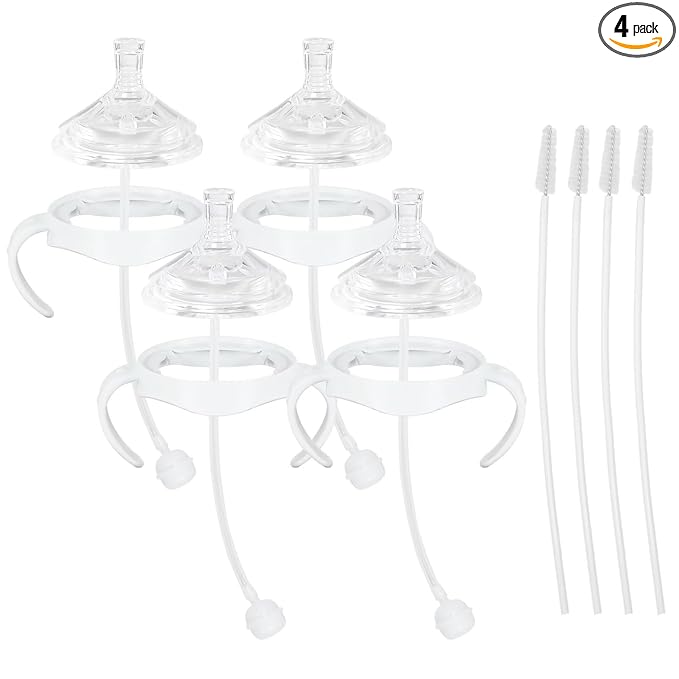 Straw Cup Soft Spout Conversion Kit for Philips Avent Natural Baby Bottle, Bottle Handles and Weighted Straw （4 Pack）