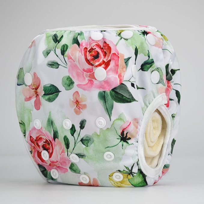 Baby Swim Diaper Nappy Pants Reusable Adjustable 6 Months to 3 Years Old for Girls Large (Large, Floral)