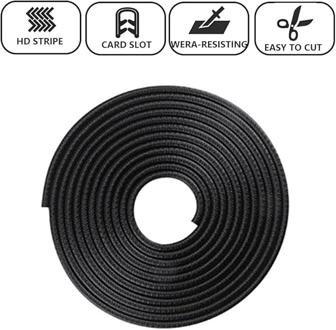 Edge Trim Black Small, Flexible PVC Edge Protector,Rubber U Channel Edge Trim,Fits Edge 1/16 to 1/8 Inch (16FT)