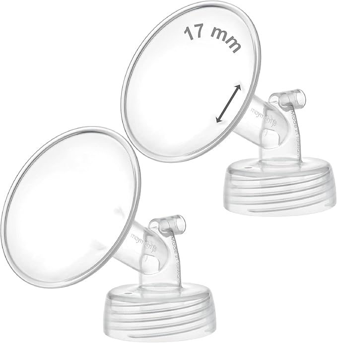 Maymom 2x17 mm Wide Neck Pump Parts Compatible with Spectra S1/S2 Pumps; Incl Wide Mouth Flanges; Not Original Spectra Flange Shield (Two Small Flanges)