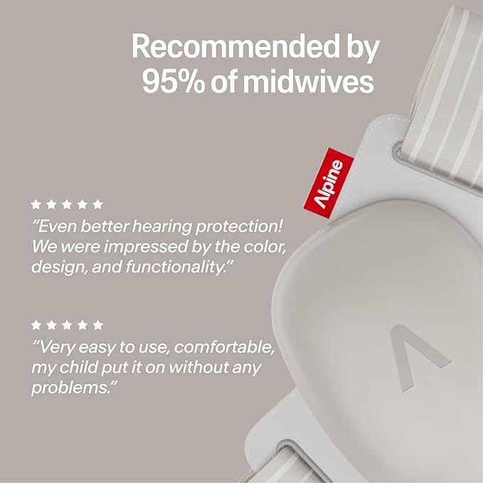 Alpine Muffy Baby Comfort - Protects Hearing for Babies and Toddlers - CE & ANSI Certified - Headband for Safe fit & Comfort - Adjustable for Ages 3-48 Months - 24dB Sound Reduction, Sand