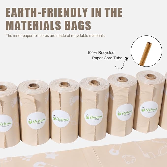 USBOO Diaper Bags Disposable for Baby, Biodegradeable Dirty Diaper Bags (8 Refill Rolls/120 Bags) with Dispenser, Leak Proof Diaper Trash Bags, Baby Poop Bags, Lavender Scent