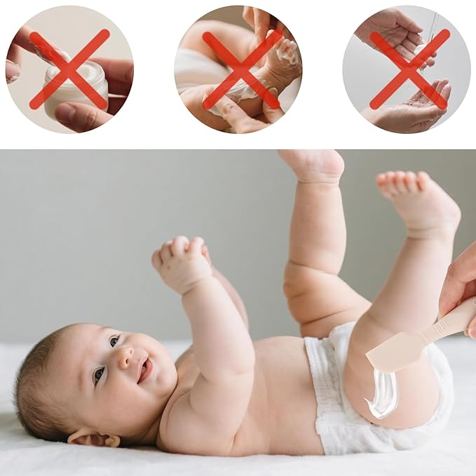2pcs Baby Diaper Cream Spatula with Travel Case, 2 Sizes Soft Flexible Silicone Butt Paste Applicator Baby Diaper Rash Cream Spatula Bum Brush for Newborn(Beige)