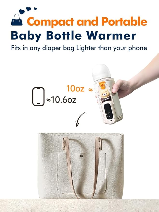 Portable Bottle Warmer for Travel, Baby Bottle Warmer for Breastmilk & Formula, Milk Warmer on the Go, Accurate Temperature Control, Retain Nutrients