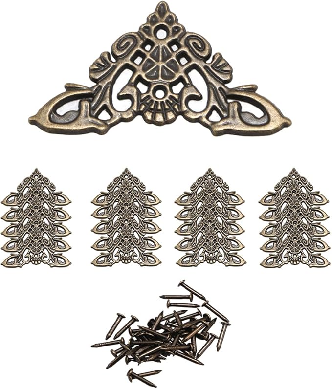 20PCS Antique Corner Protectors - Vintage Hollow-Out Corner Guards for Wooden Boxes, Cabinets, Photo Frames & Jewelry Cases