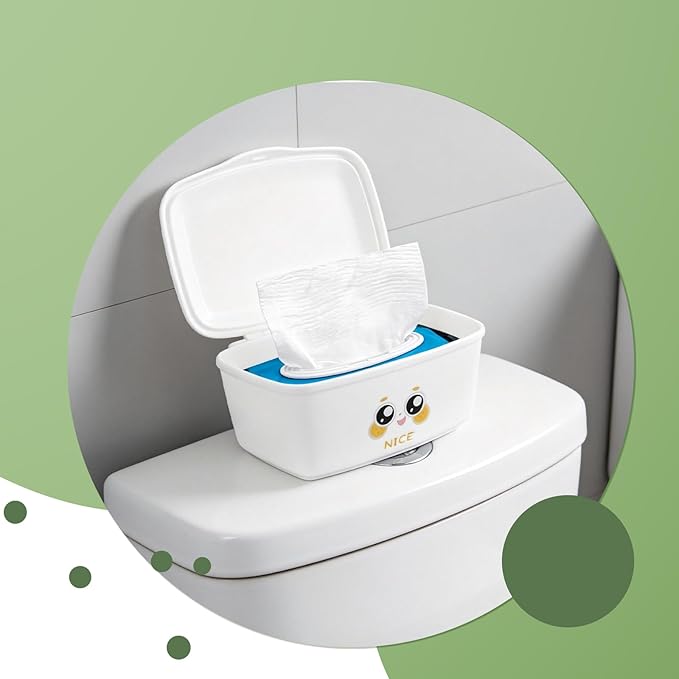Wipes Dispenser Compatible with Cottonelle Flushable Wipes, Refillable Wet Wipes Container, Small Plastic Storage Box Reusable Wipe Holder with Lid for Bathroom - DIY Customizable Stickers Included