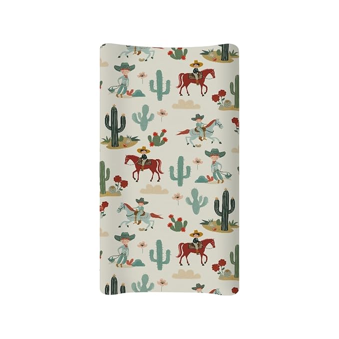 Western Cowboy Cactus Changing Pad Cover for Baby Infant Newborn Comfy Diaper Changing Pad Covers Soft Breathable Baby Nursery Change Table Mat Sheets Protector