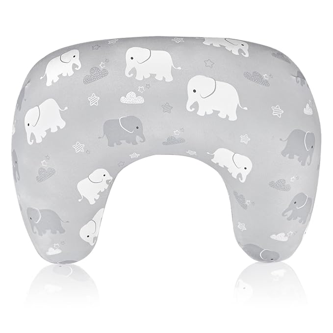 TANOFAR New Nursing Pillow Cover, Stretchy Minky Removable Nursing Cover for Breastfeeding Pillows, Ultra Soft Comfortable Slipcover for Baby Girl and Boy, Grey Elephant