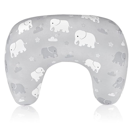 TANOFAR New Nursing Pillow Cover, Stretchy Minky Removable Nursing Cover for Breastfeeding Pillows, Ultra Soft Comfortable Slipcover for Baby Girl and Boy, Grey Elephant