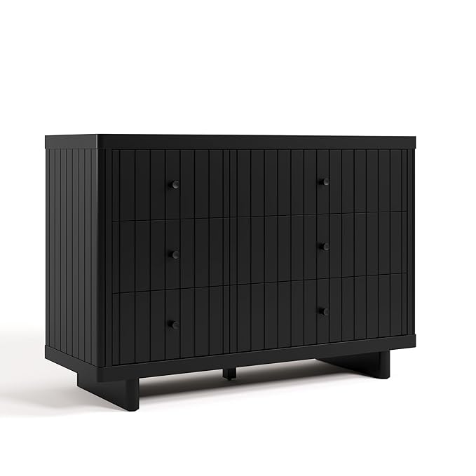 Storkcraft Kyoto 6 Drawer Dresser (Black) - GREENGUARD Gold Certified, Sturdy Wood Dresser for Nursery & Kids' Bedroom, Safety Interlocking Drawer System, and Easy Assembly with Pre-Installed Tracks