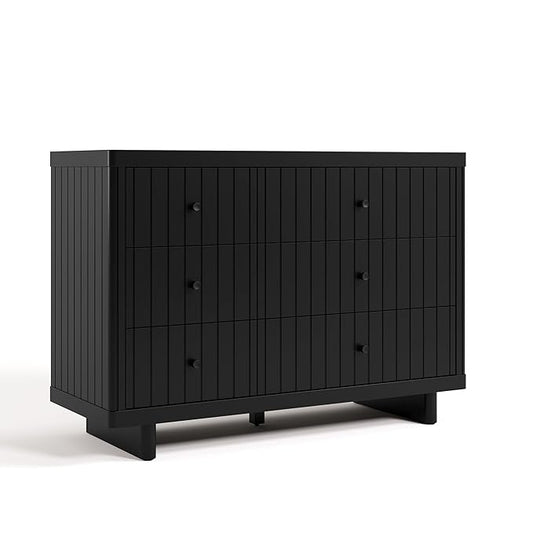 Storkcraft Kyoto 6 Drawer Dresser (Black) - GREENGUARD Gold Certified, Sturdy Wood Dresser for Nursery & Kids' Bedroom, Safety Interlocking Drawer System, and Easy Assembly with Pre-Installed Tracks