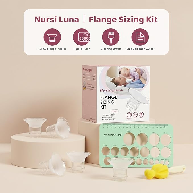 Flange Sizing Kit 3-in-1 with 13/15/17/19/21mm for 24mm Electric Breast Pump Flanges/Shields, 10PCS Soft Silicone Flange Inserts for More Comfortable Pumping, BPA-Free, Essential for Moms