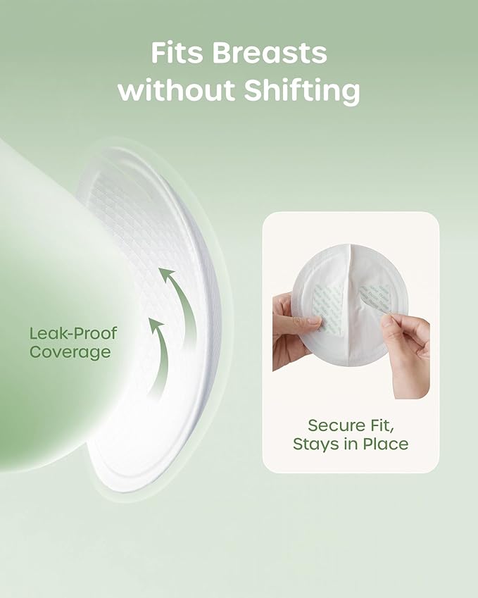Nuliie Viscose-from-Bamboo Disposable Nursing Pads 200 Count, Ultra-Breathable Breast Pads for Breastfeeding, Absorbent & Stay Dry, Leakproof, Individually Wrapped