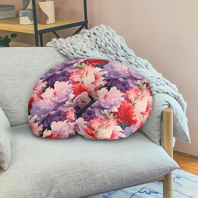 Iris Flower Nursing Pillow Cover Pink Purple Gradient Iris Flowers Stretchy Fit Nursing Pillow Slipcovers for Breastfeeding Oil Painting Floral Nursing Support Pillow Cover