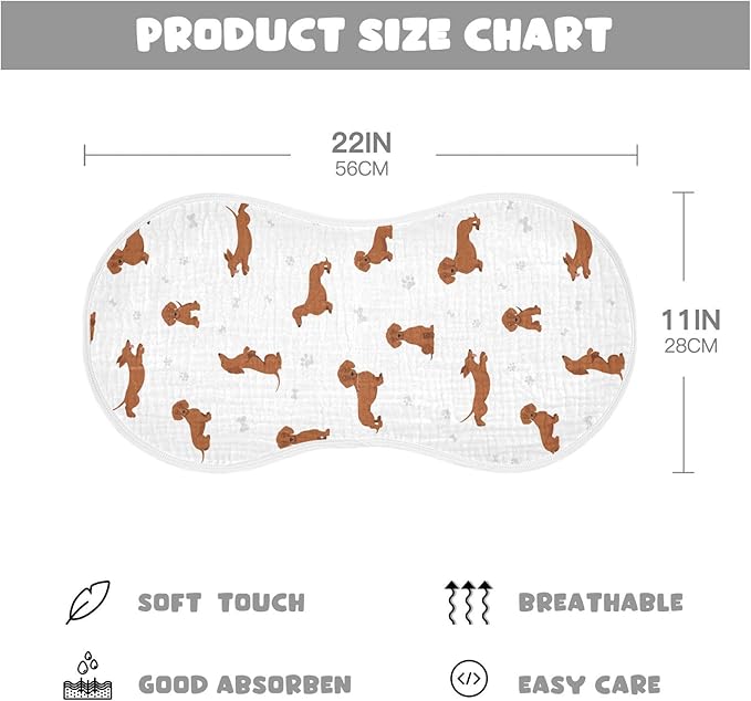 vvfelixl Burp Cloths Dachshund Short Haired Pattern for Baby Boy Girls Baby Washcloths Burp Rags 1 Pack