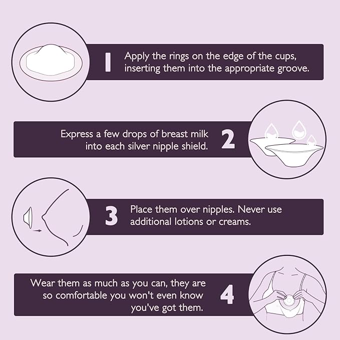 Boboduck 925 Silver Nipple Covers Breastfeeding - The Original Silver Nursing Cups - Protect and Soothe Sore Nipples - Silver Nipple Shield Guards with Soft Silicone Ring