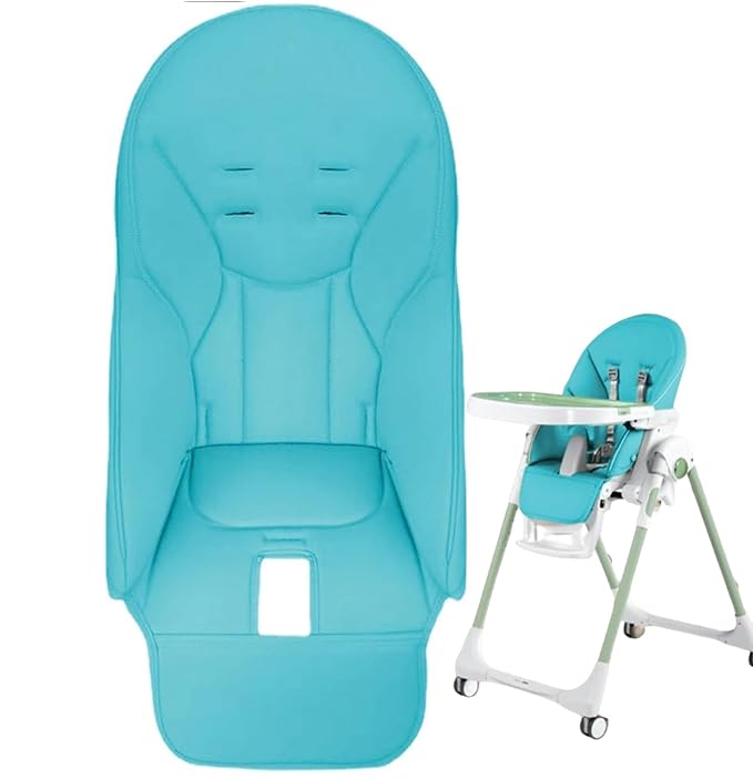 Baby High Chair Cover Replacement | PU Leather Dining Chair Cover with Soft Cushion Seat, Easy to Install High Chair Covers for Baby and Toddler, High Chair Cover Replacement (Blue)