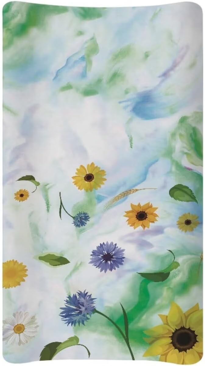 Sunflower Changing Pad Covers Safe Baby Diaper Change Table Covers, Reusable Change Pad Cover Fit for Most Change Pad Machine Washable