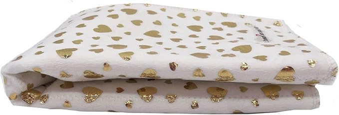 Infant Burping Cloth, Burp Cloths for Baby Boy or Girl, Soft and Absorbent - Cotton Reusable Spit Up Rags, XLarge, 1 Count (Gold Foil Hearts)