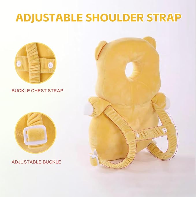 Baby Head Protector Backpack, Toddler Baby Head Protection Backpack with Baby Knee Pads Alarm Function for Walking & Crawling, Soft, Breathable and Wearing Safety Baby Head Protector