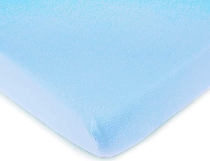 SheetWorld Fitted Baby Bassinet Sheet fits ANGELBLISS Baby Bassinet Bedside Sleeper 19 x 34, 100% Cotton Jersey, Hypoallergenic, Butter Soft, Organic Baby Blue, Made in USA