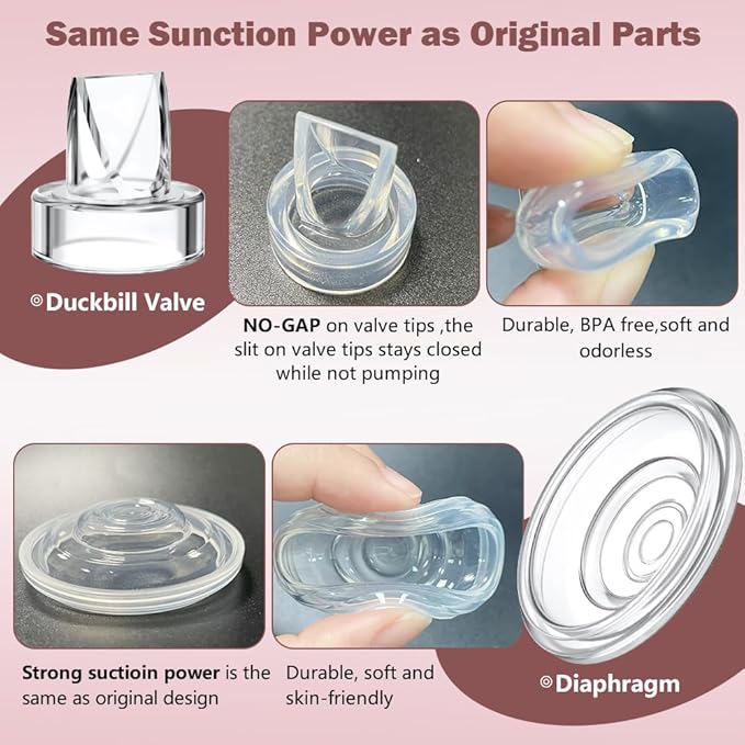 2pcs Duckbill Valves and 2pcs Silicone Diaphragm Compatible with Momcozy S12 Pro/S9 Pro Wearable Breast Pump Accessories,Mom Cozy Breast Pump Replacement Accessories