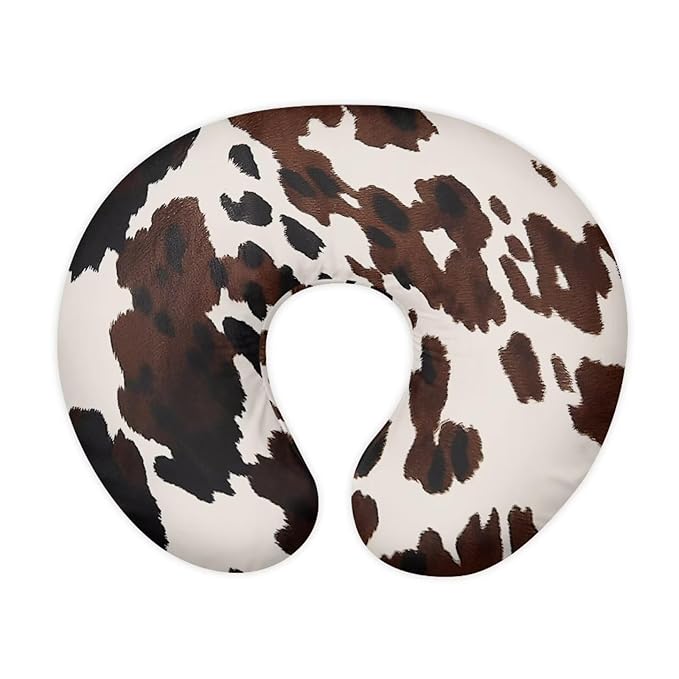 Brown Cowhide Baby Nursing Pillow Cover, Breastfeeding Pillow Cover Brown Cowhide Nursing Pillow Case for Newborn Fits Snug On Infant Machine Wash
