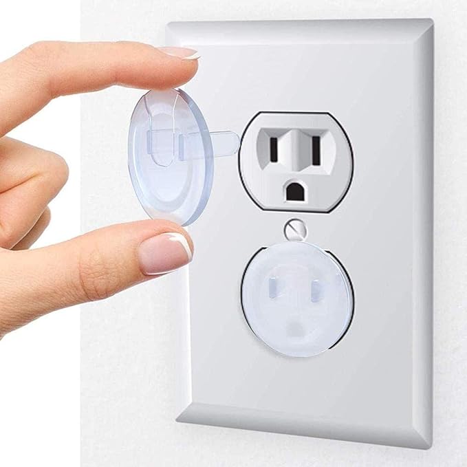 Tiny Patrol Clear Outlet Covers Babyproofing, Electric Plug Protectors, Childproof Socket Covers for Home and Office Protect Toddlers, Babies 15 Count