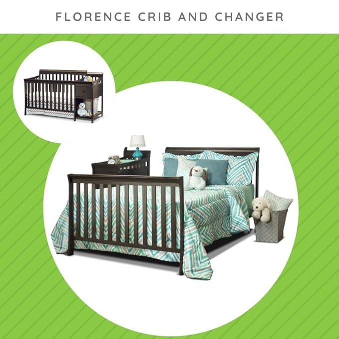 Full-Size Conversion Kit Bed Rails for Sorelle Crib & Changer Combos - Solid Wood Rail - Toddler & Adult Rail for Full-Size Beds - Nursery & Baby Furniture (Espresso - Florence Crib & Changer)