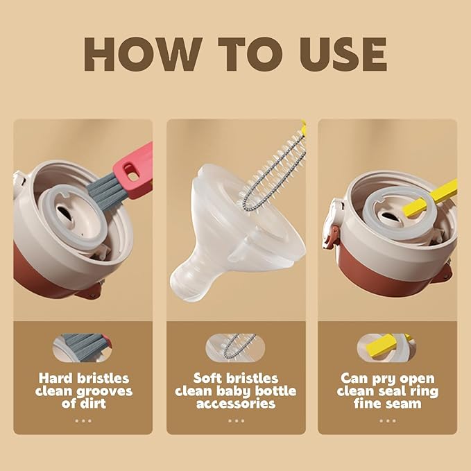 3 in 1 Cup Lid Cleaning Brush, Multifunctional Cleaning Brush Portable Cup Lid Cleaner for Bottle Gap Tight Spaces Cup, Portable Cup Lid Cleaner, 1 Pcs Red