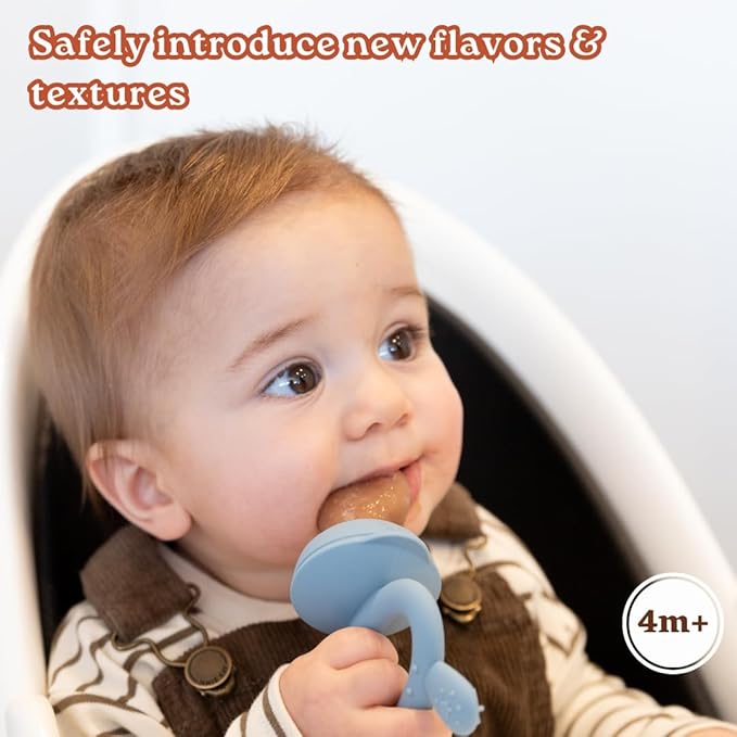 Haakaa Freeze-N-Feed Mini Combo with Silicone Food Feeder & Silicone Mini Nibble Tray|Baby Solid Food Self Feeder|Breastmilk Popsicle Mold Storage & Feeder for Soothing Baby Gums 1 PK
