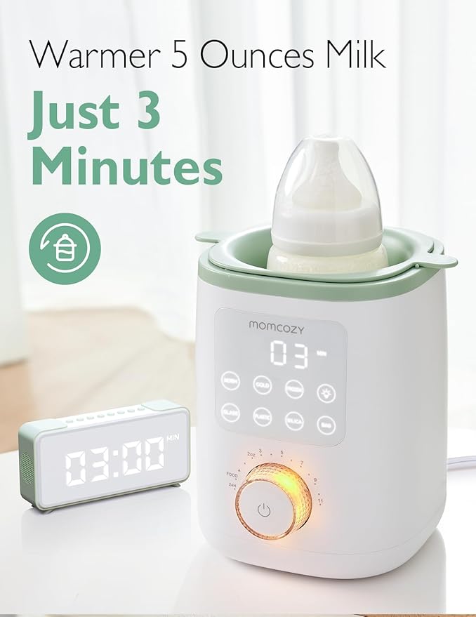 Momcozy Nutri Bottle Warmer & Momcozy Bottle Brush Kit Green
