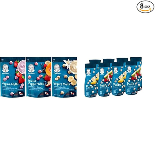 Gerber Baby Snacks Variety Pack | Gerber Snacks for Baby Variety Pack, Yogurt Melts & Fruit & Veggie Melts