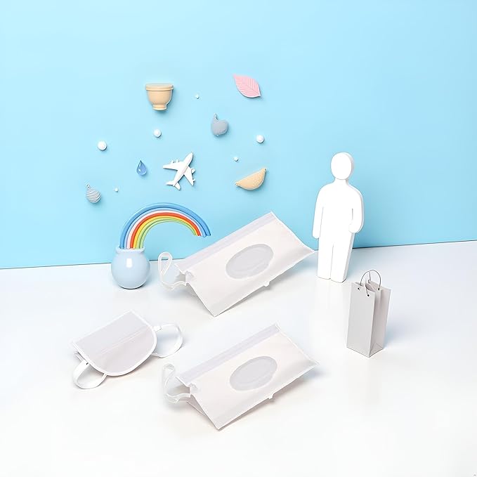 2Pcs Baby Wipe Case Travel Holder Keeps Wipes Moist Set of Wet Diaper Wipes Holders Cases Portable Travel On The Go Refillable Dispenser Container Waterproof Wipe Container with Sealed Diapering