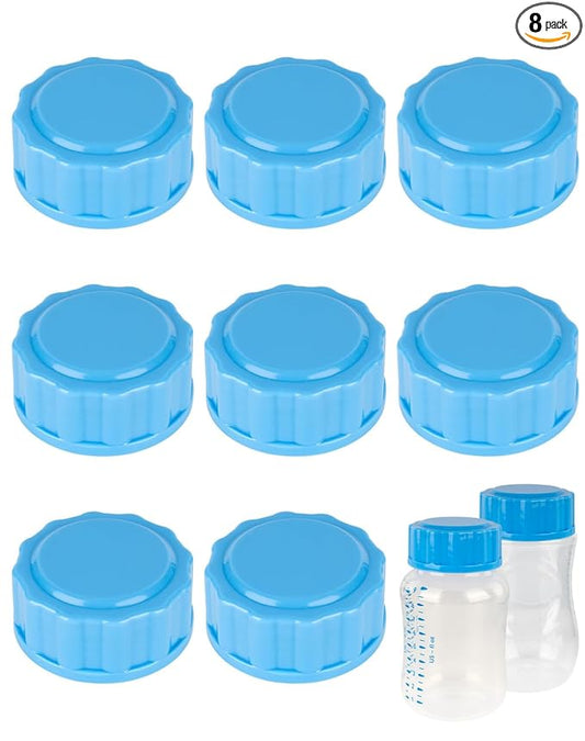 Travel and Storage Bottle Caps Compatible with Avent Baby Bottles, Bottle Lids Replacement, 8 Count, Blue