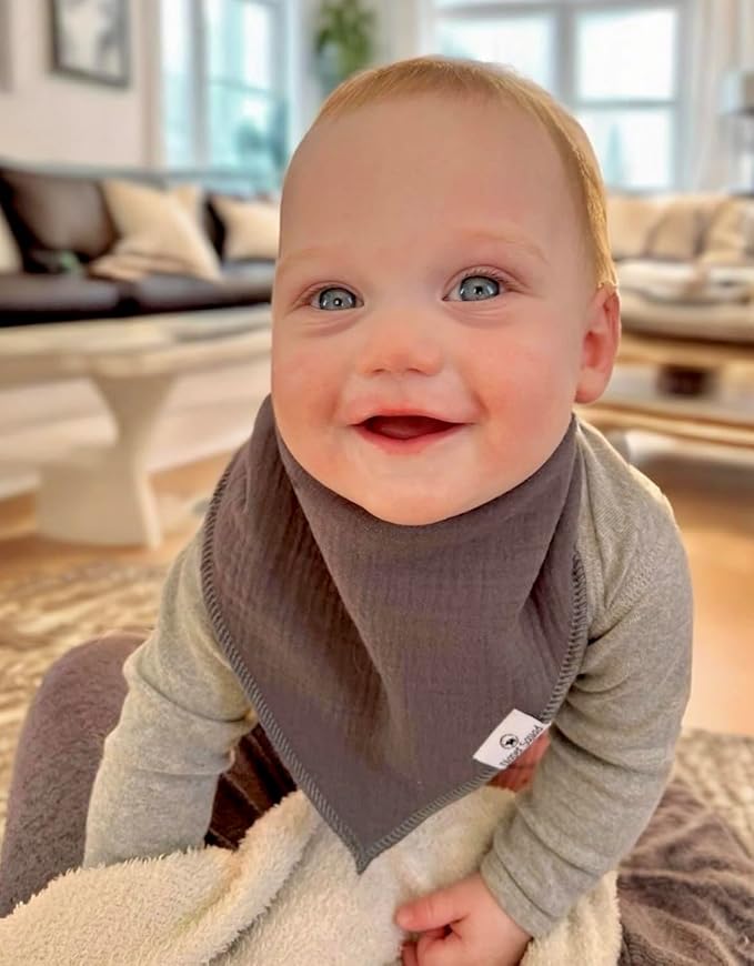 DiaperSquad's 100% Organic Cotton Baby Drool Bibs, Super Absorbent & Adjustable Baby Bibs for Drooling and Teething
