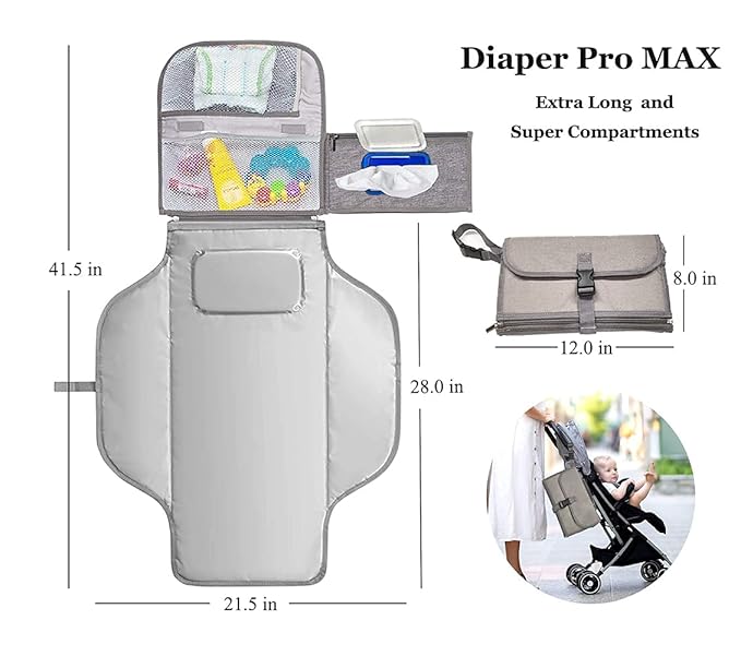 Portable Diaper Changing Pad, Detachable Travel Changing Pad for Baby with Wipes Pocket, Diaper Pad Changing Mat Clutch Bag for Newborn Boys & Girls