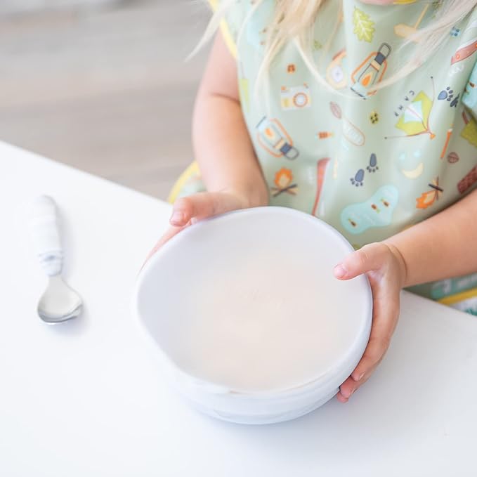 Bumkins Toddler and Baby Suction Bowl, Silicone Cover for Babies and Kids Dish, Baby Led Weaning, Feeding Supplies, Write-On and Store and Label Leftovers, Childrens Food Prep, Fits Bowls