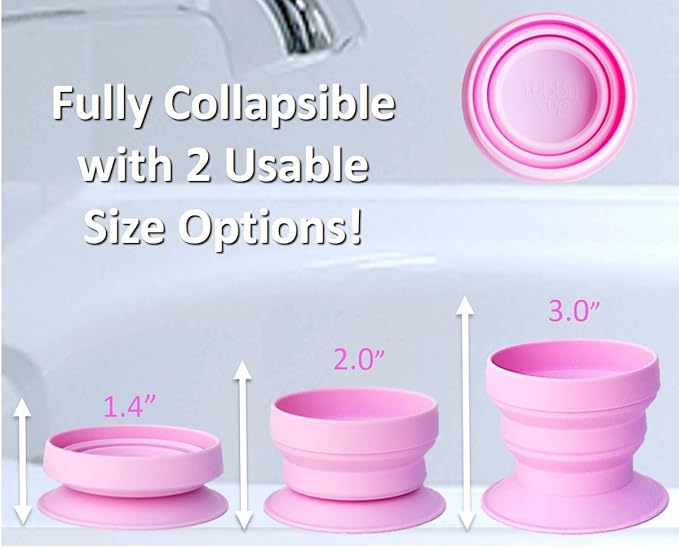 TubbyCup Toddler Bath Rinse Cup – Easy Hair Rinsing Without Tears, Suction Base Sticks to Tub, Soft Collapsible Silicone, BPA-Free (Pink)