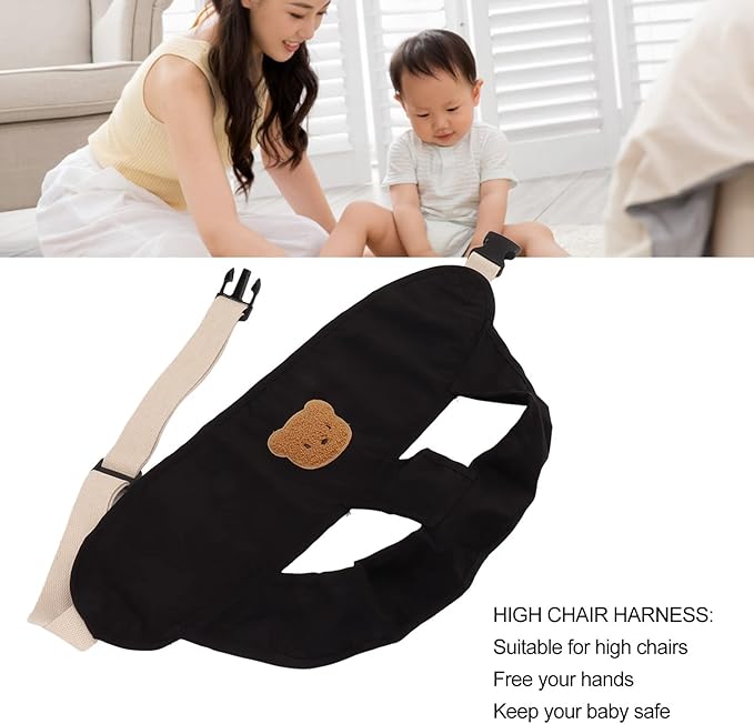 Baby Portable High Chair Harness Seat for Toddler Feeding Safety Cloth Harness with Straps Belt 54cm (Black) dining safety belt portable belt strap