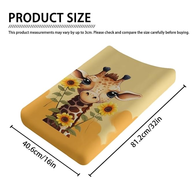 Sunflower Giraffe Baby Changing Pad Cover, Diaper Changing Pad Covers Ultra Soft Stretchy Changing Table Covers 32"x16" Changing Pad Sheets