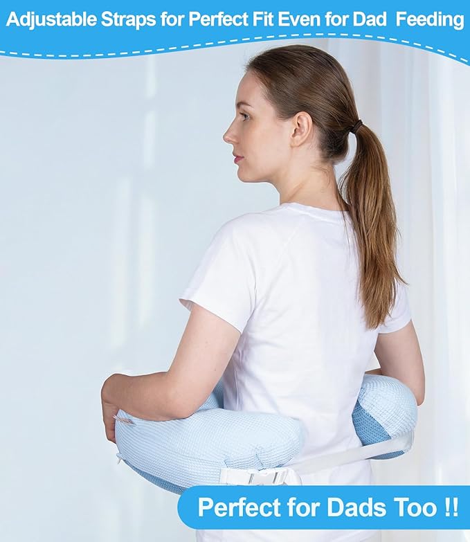Nursing Pillow for Breastfeeding Bottle Feeding, Ergonomic Baby Feeding Support Pillow, Tummy Time Sitting Support, Washable Cover, 16 CFR 1242 Compliant