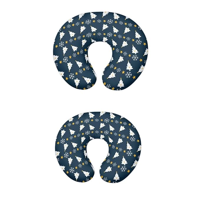 Classic Christmas Tree and Snowflake Baby Nursing Pillow Cover Baby Breastfeeding Slipcover Infant Newborn Nursery Bottle Pillowcase Breathable and Washable Xmas Decoration