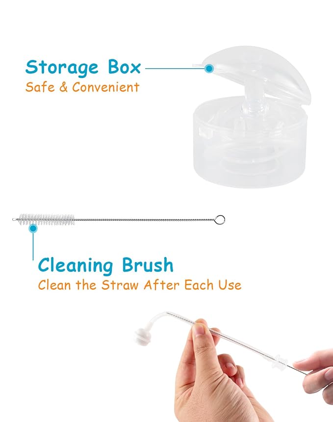 Sippy Straw Cup Conversion Kit for Dr Browns Wide-Neck Baby Bottles, Spill-Proof Transition Kit with Silicone Sippy Nipple, Weighted Straw, Handle, 4 Pack, 8m+