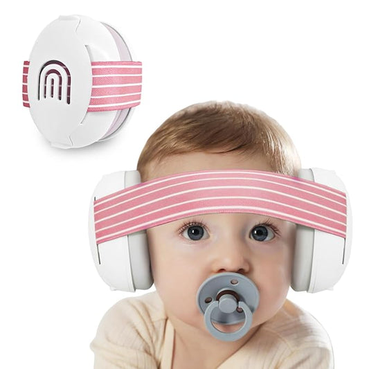 Baby Ear Protection for Babies and Toddlers up to 36 Months - Noise Reduction Earmuffs - Comfortable Baby Headphones Against Hearing Damage & Improves Sleep - Pink
